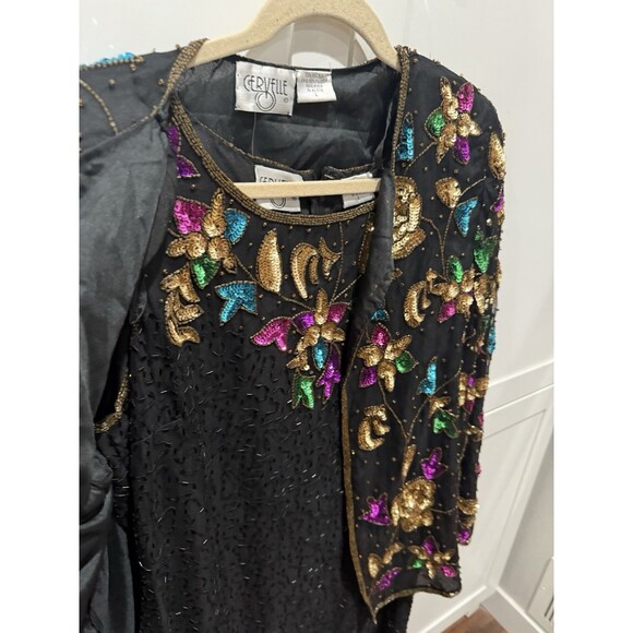 VTG Sequin Silk Dress Set Womens L Floral Blazer Cruise Holiday Formal Y2K NWT - Picture 2 of 16
